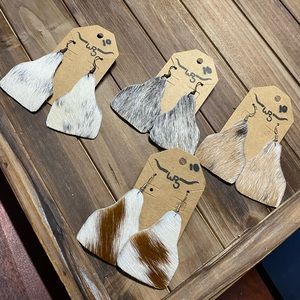 Cowhide Ear Tag Earrings